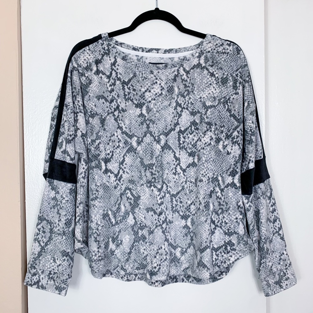 Room Service Snakeskin Print Fleece Long Sleeve Sweatshirt